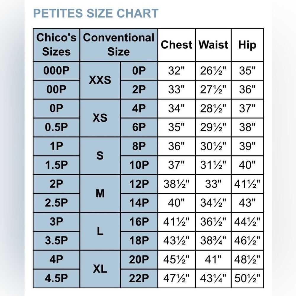 CHICO’S SIZE CHART - Picture 2 of 5